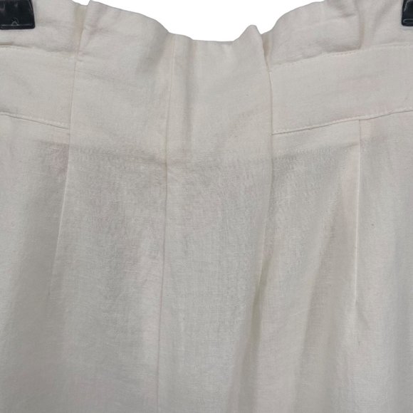 H&M Linen Blend High Rise Paper Bag Waist Shorts Cream Size 6 NWT - Picture 8 of 11